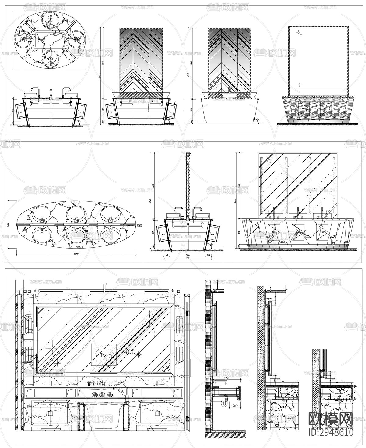 洗手池洗手台cad图库下载（渲染图5）