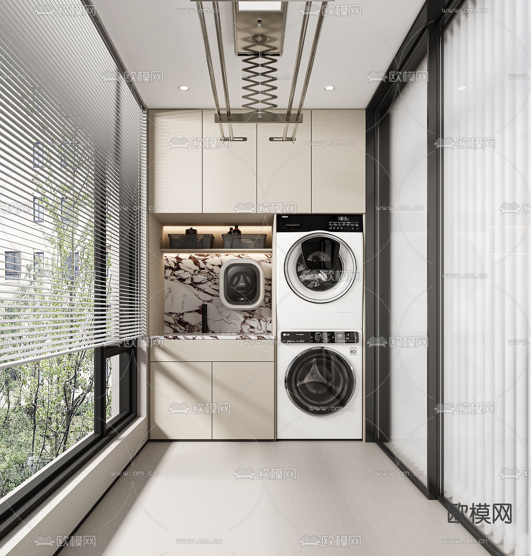 生活阳台 洗衣房3d模型下载