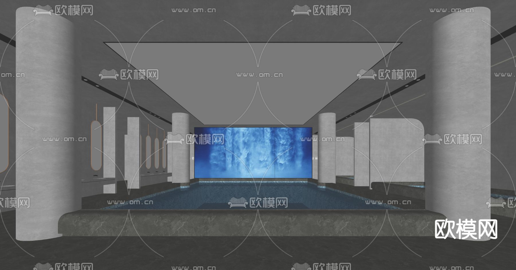 现代洗浴中心su模型下载（渲染图1）