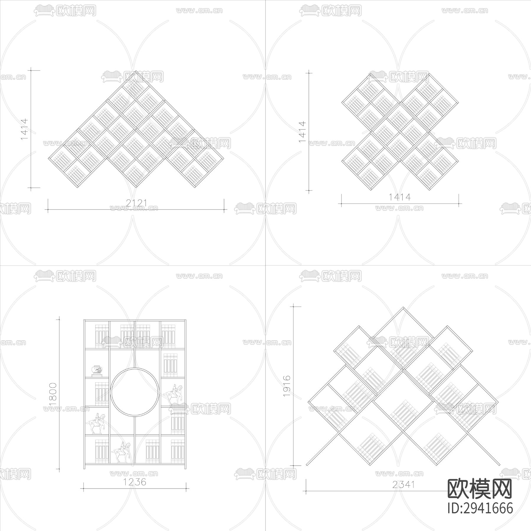 异形柜子cad图库下载（渲染图3）