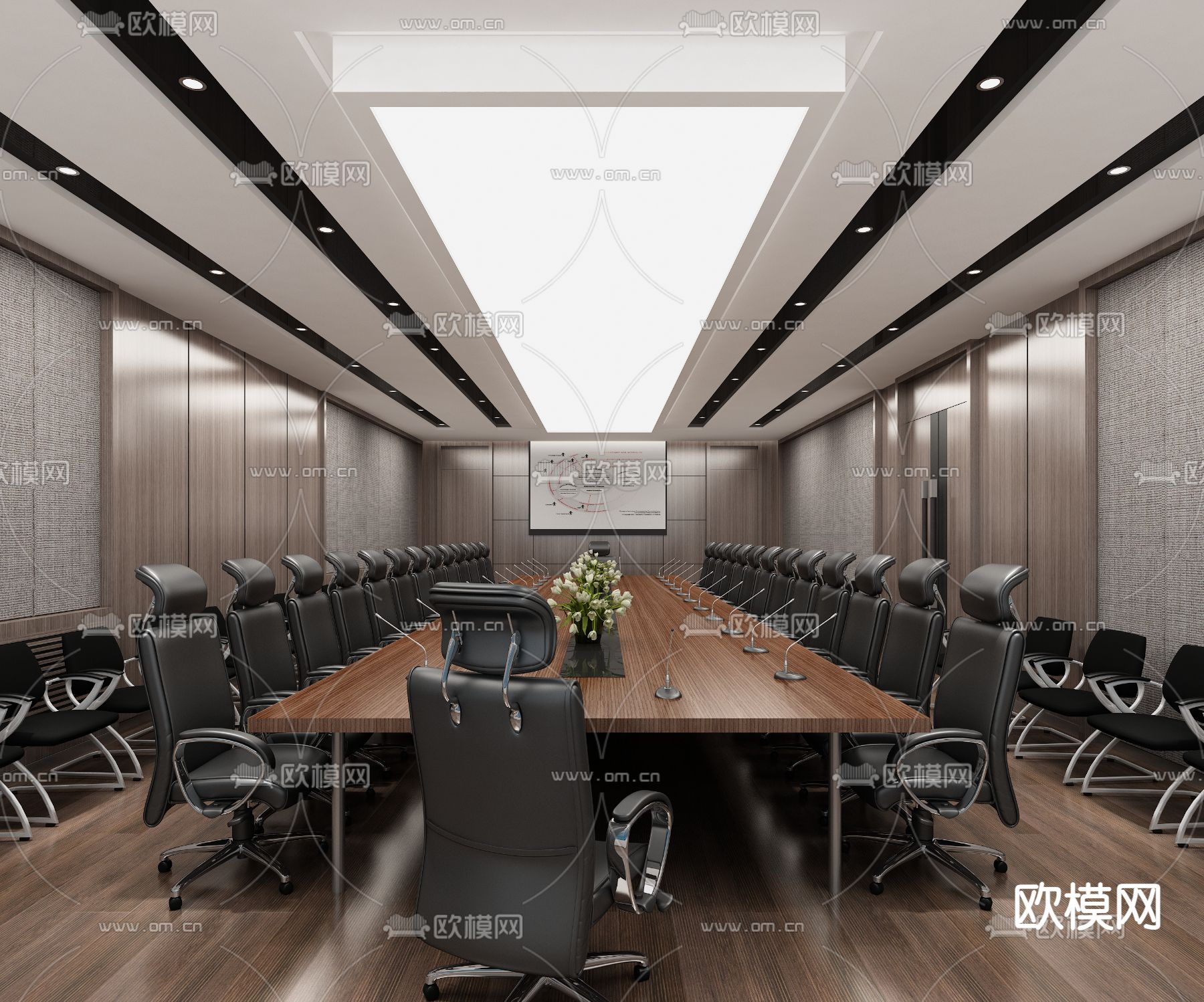 现代会议室3d模型下载