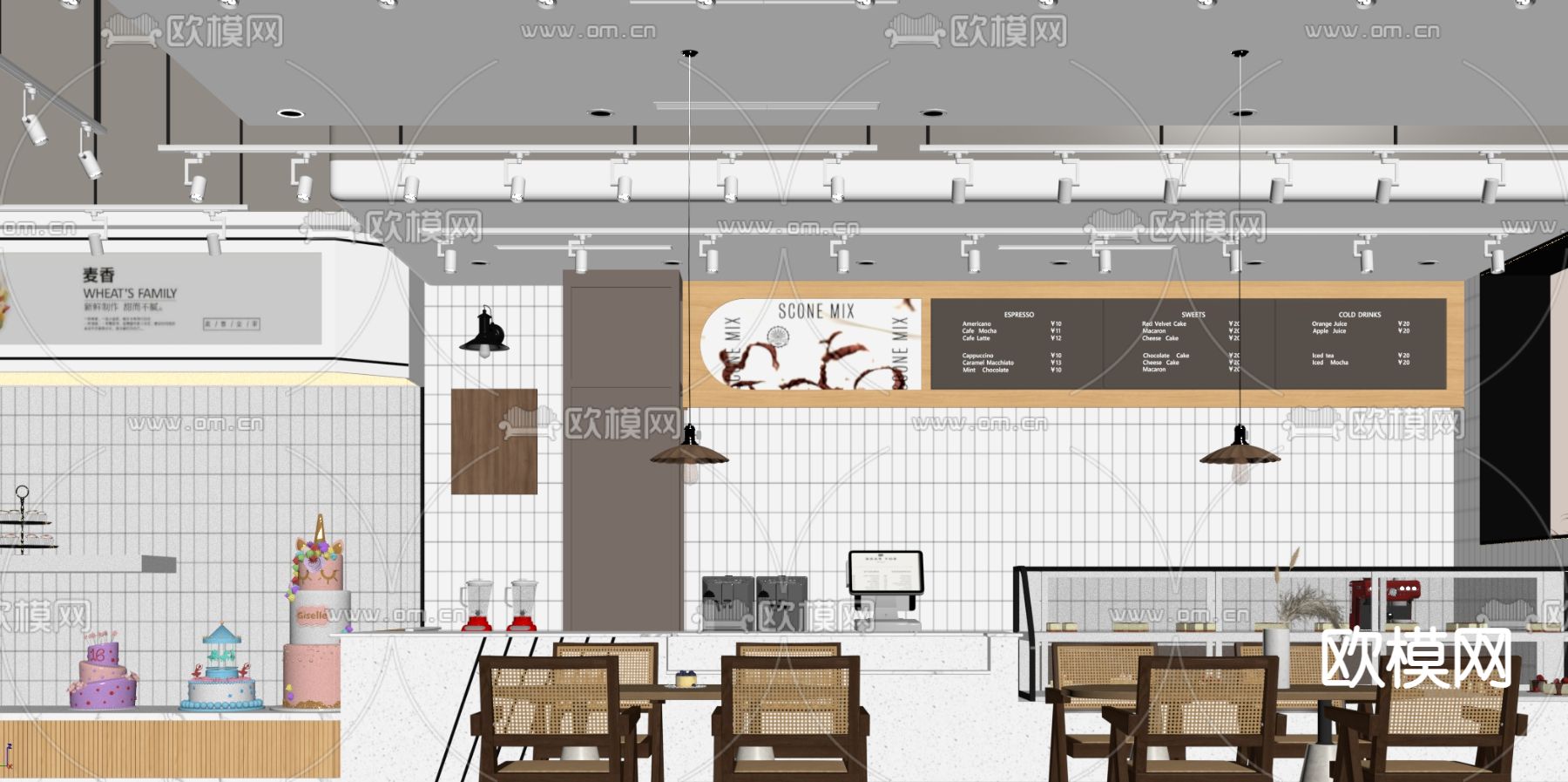 蛋糕店 甜品面包店su模型下载（渲染图1）