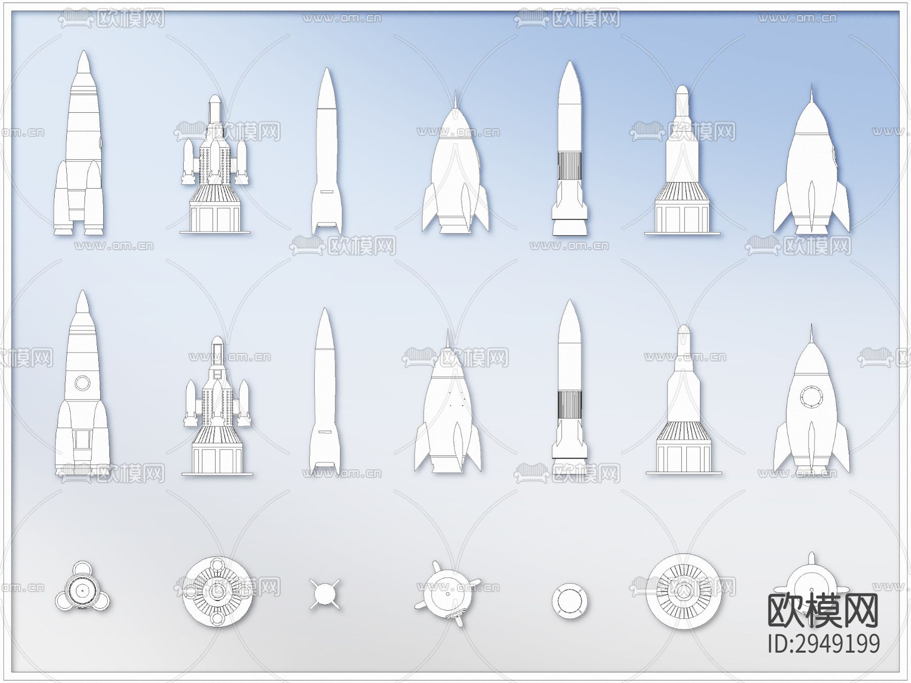 太空火箭儿童艺术品摆件cad图库下载（渲染图1）