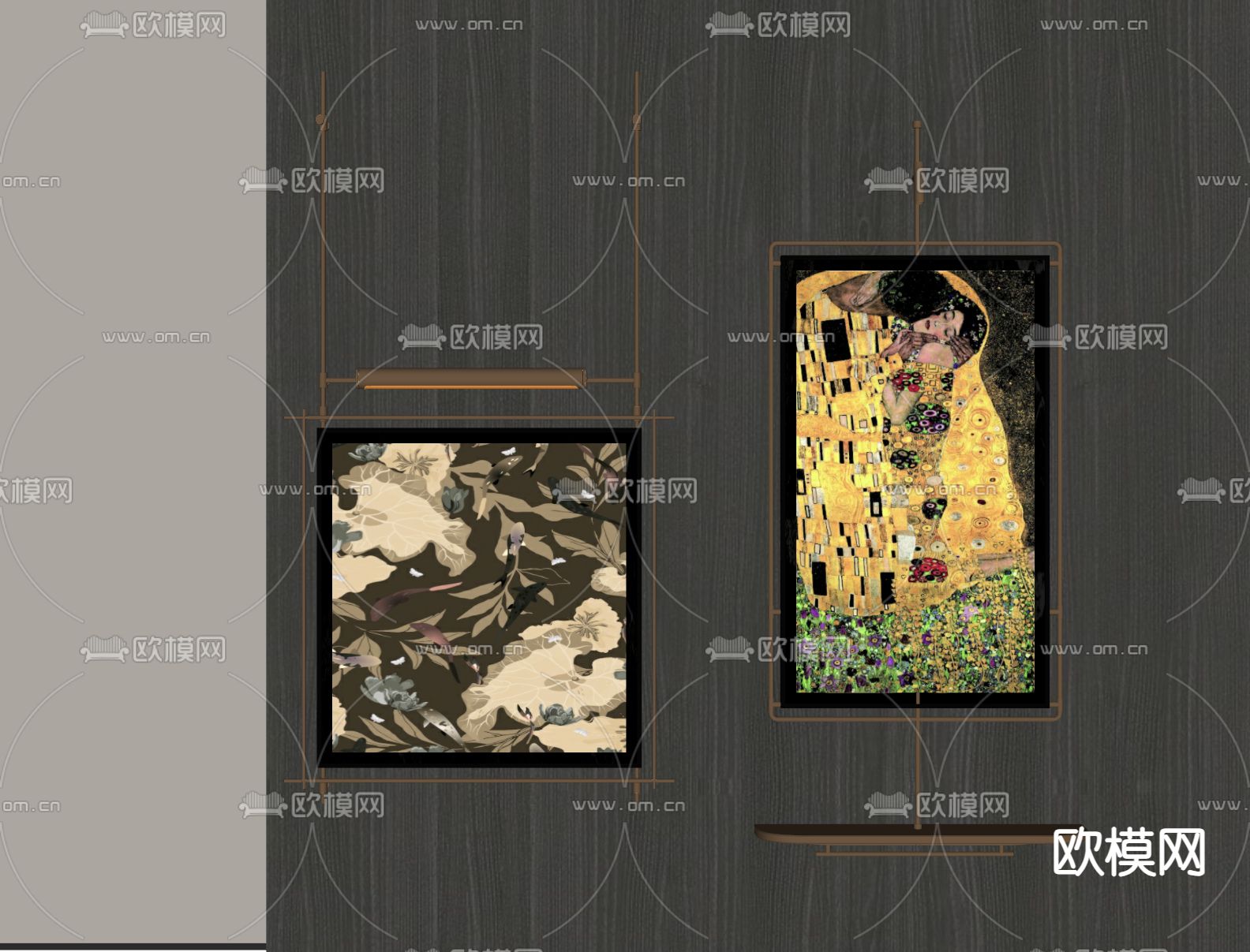法式装饰画 高级画su模型下载（渲染图1）