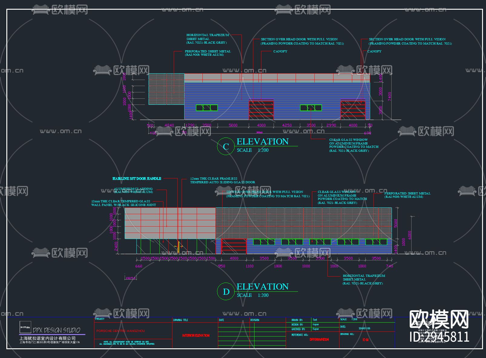 保时捷汽车4S店全套完整CAD施工图下载（渲染图8）