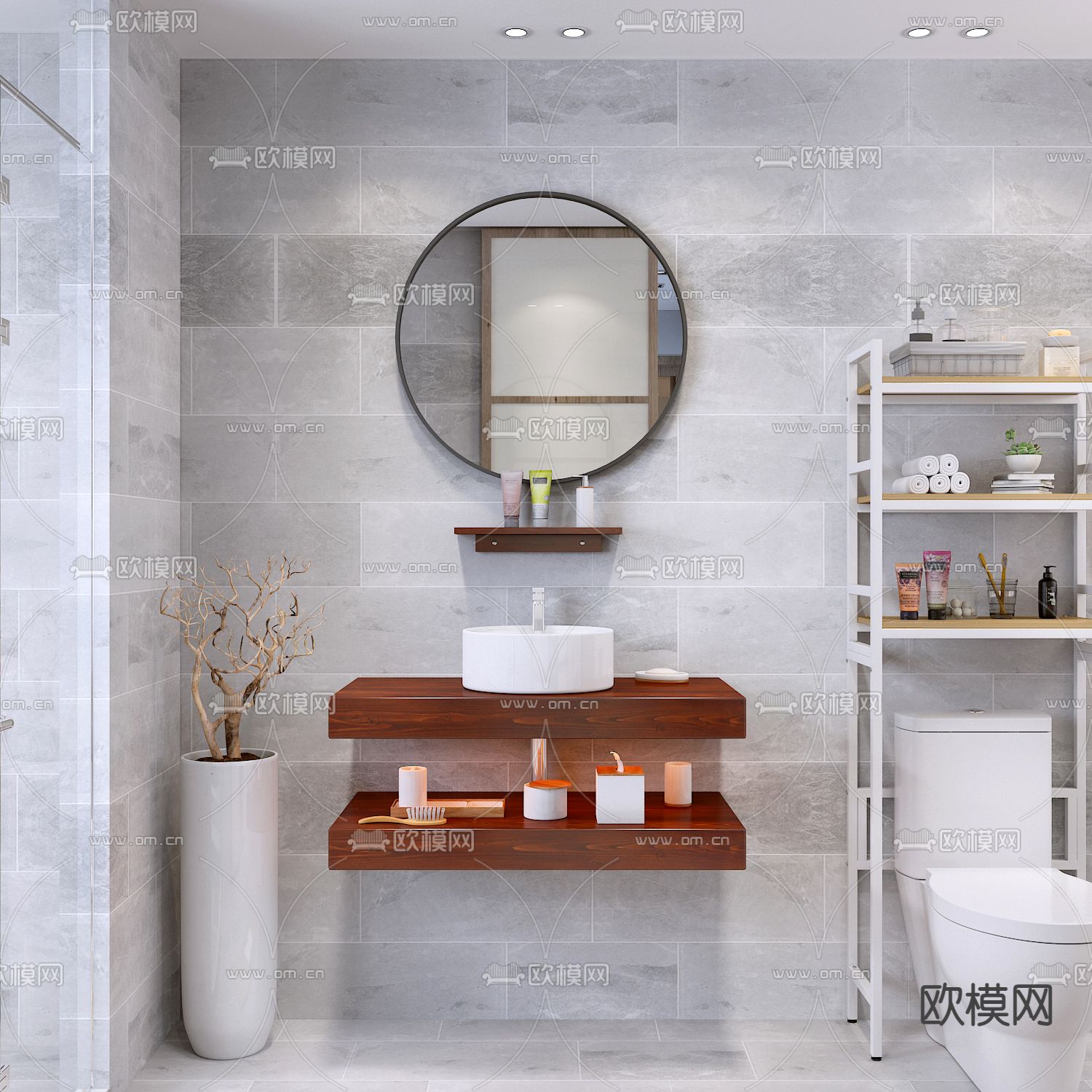 现代台盆 洗手台免费3d模型下载