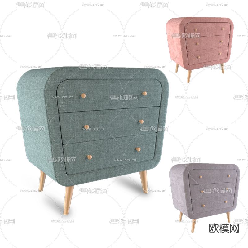 现代床头柜免费3d模型下载