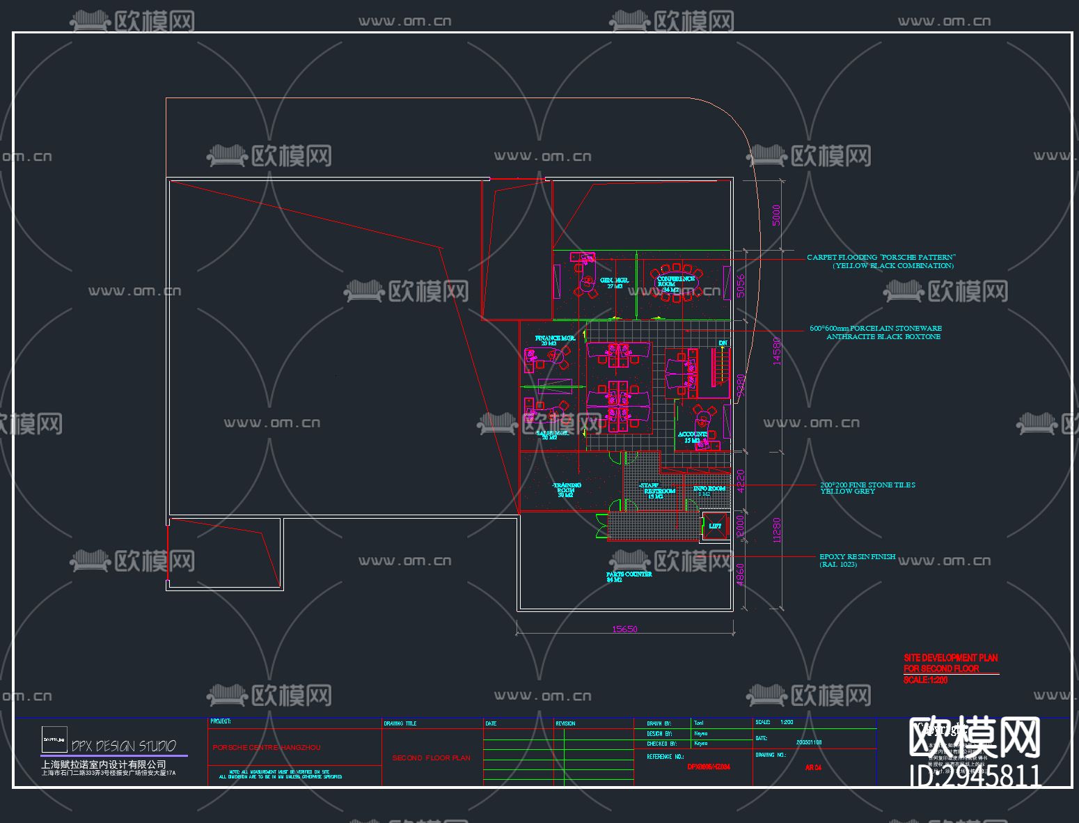 保时捷汽车4S店全套完整CAD施工图下载（渲染图4）