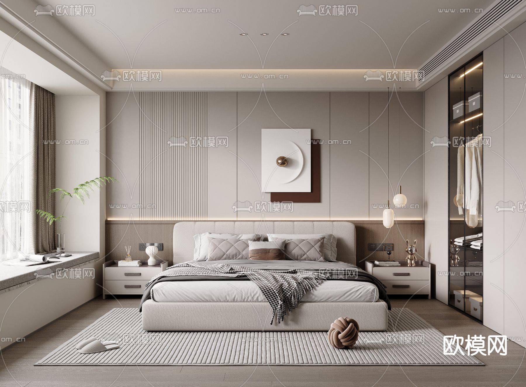 现代卧室 主卧 主人房3d模型下载
