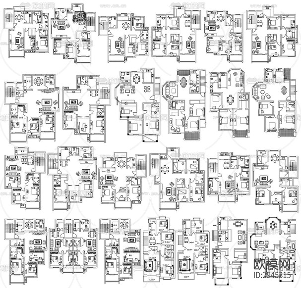 家裝大戶型 小戶型 別墅平面CAD施工圖下載(渲染圖1)