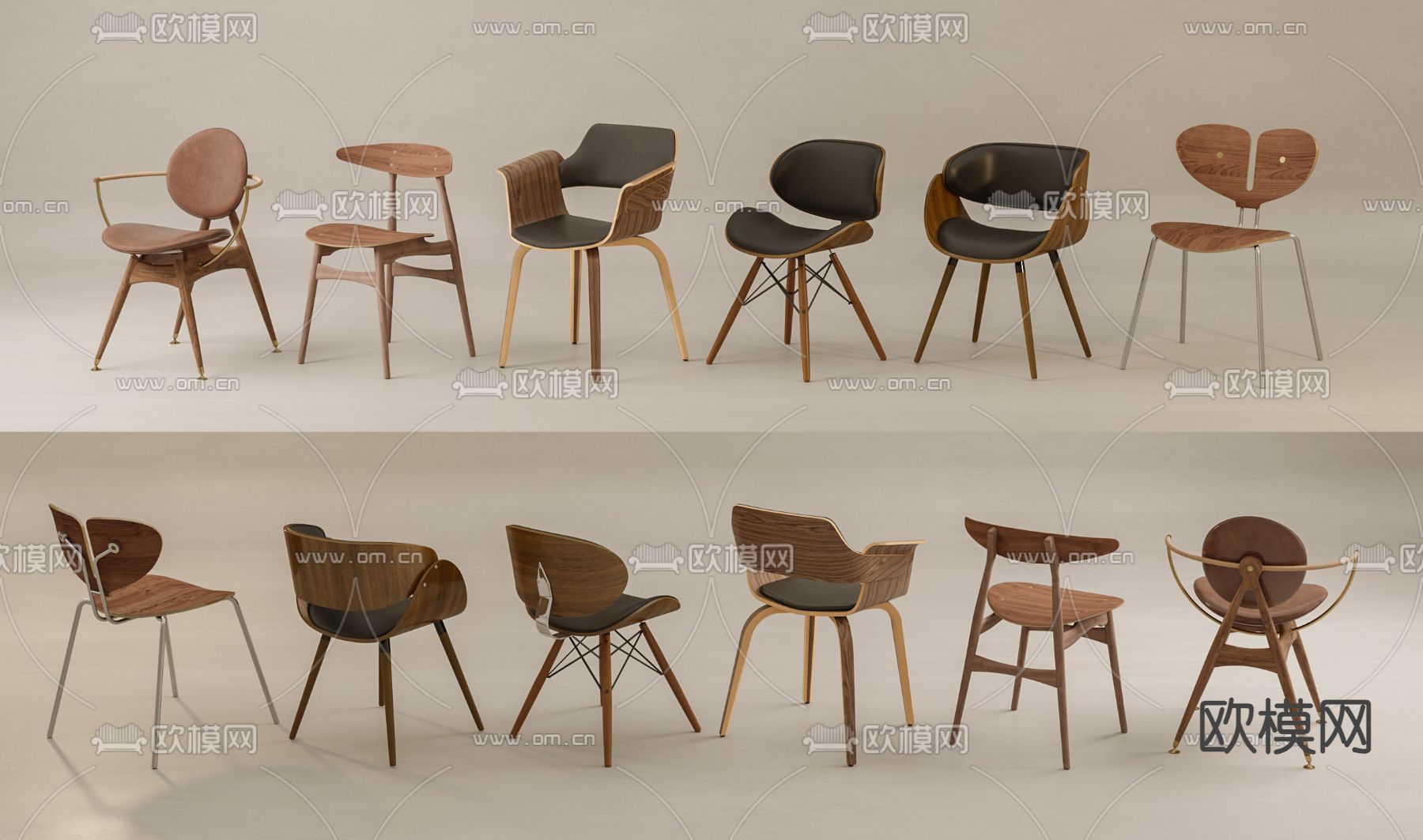 中古风椅子 餐椅3d模型下载