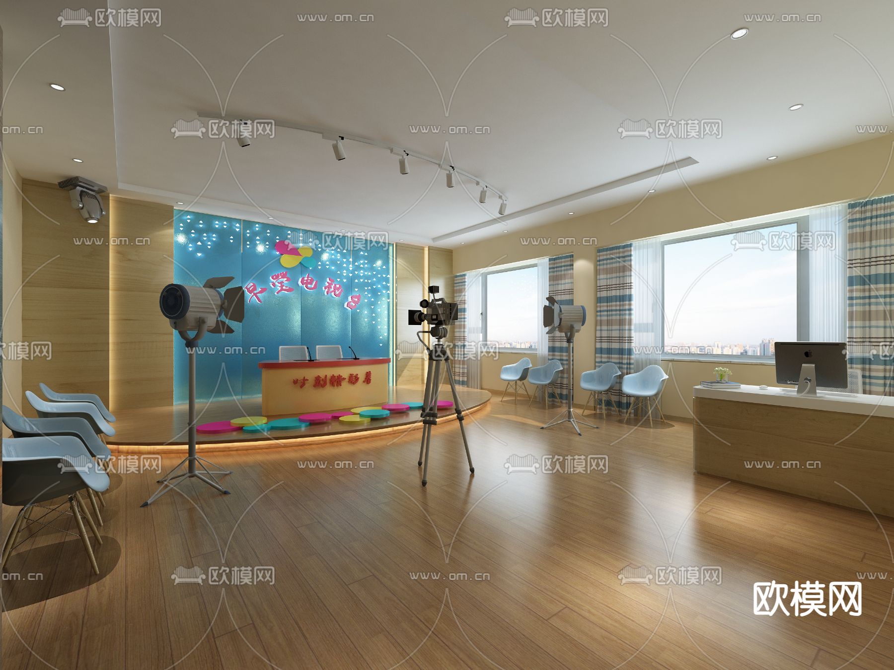 直播室 演播室su模型下载（渲染图2）
