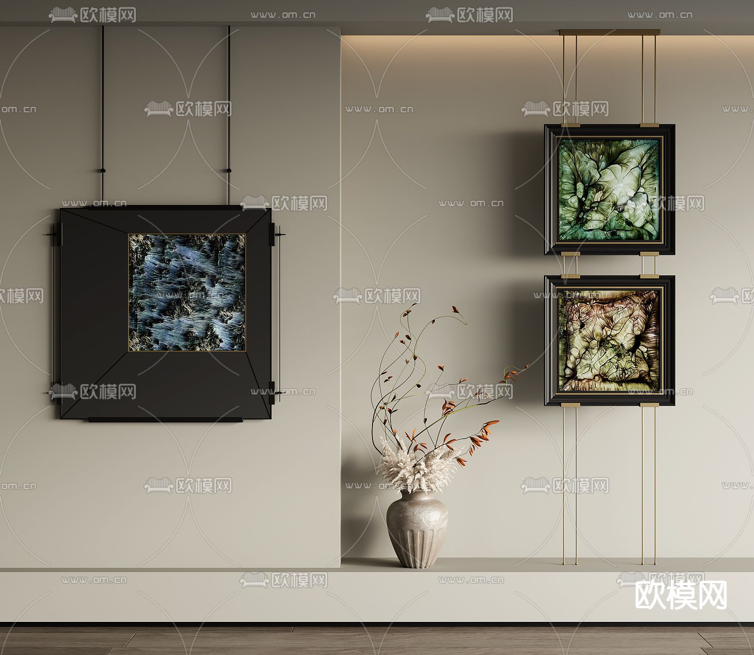 中古风装饰画 艺术画 抽象画3d模型下载