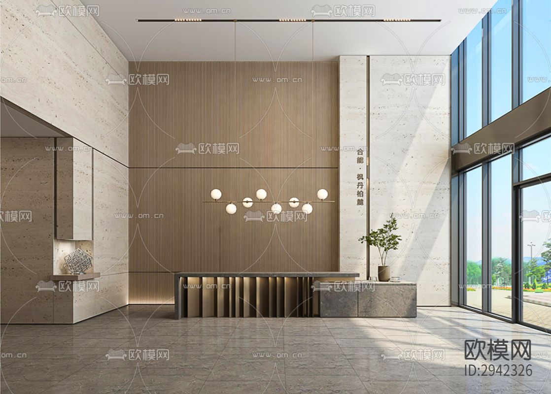 成都合能枫丹铂麓公区大堂cad施工图下载（渲染图1）