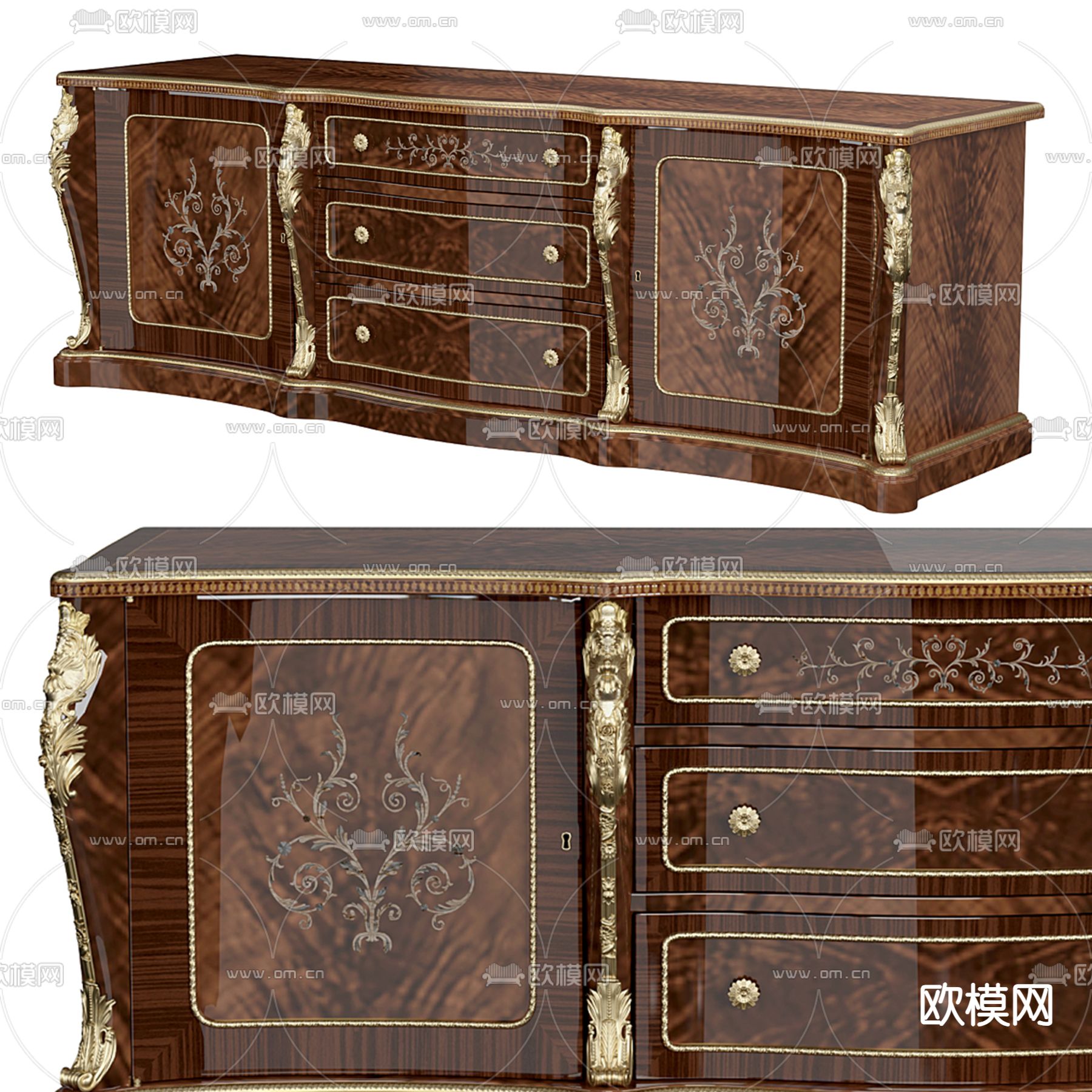 欧式电视柜3d模型下载