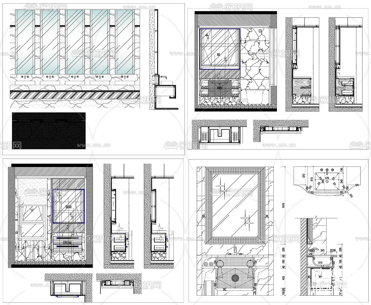 洗手池洗手台cad图库下载（渲染图9）