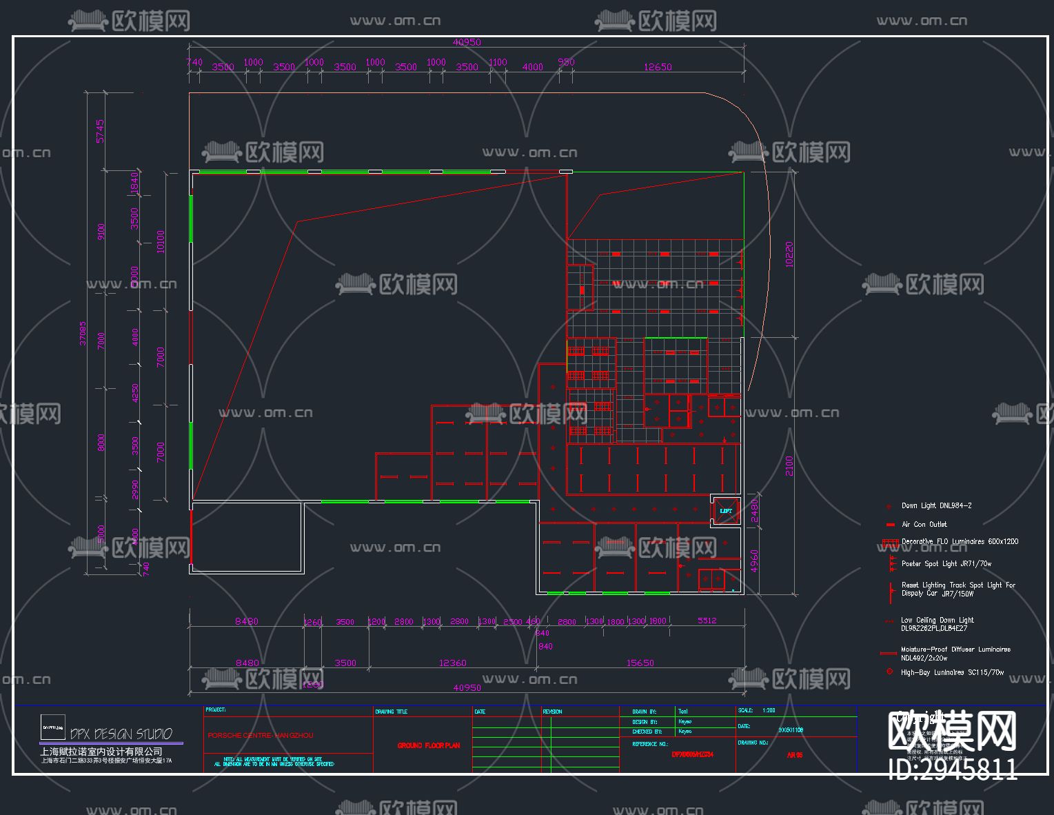 保时捷汽车4S店全套完整CAD施工图下载（渲染图5）