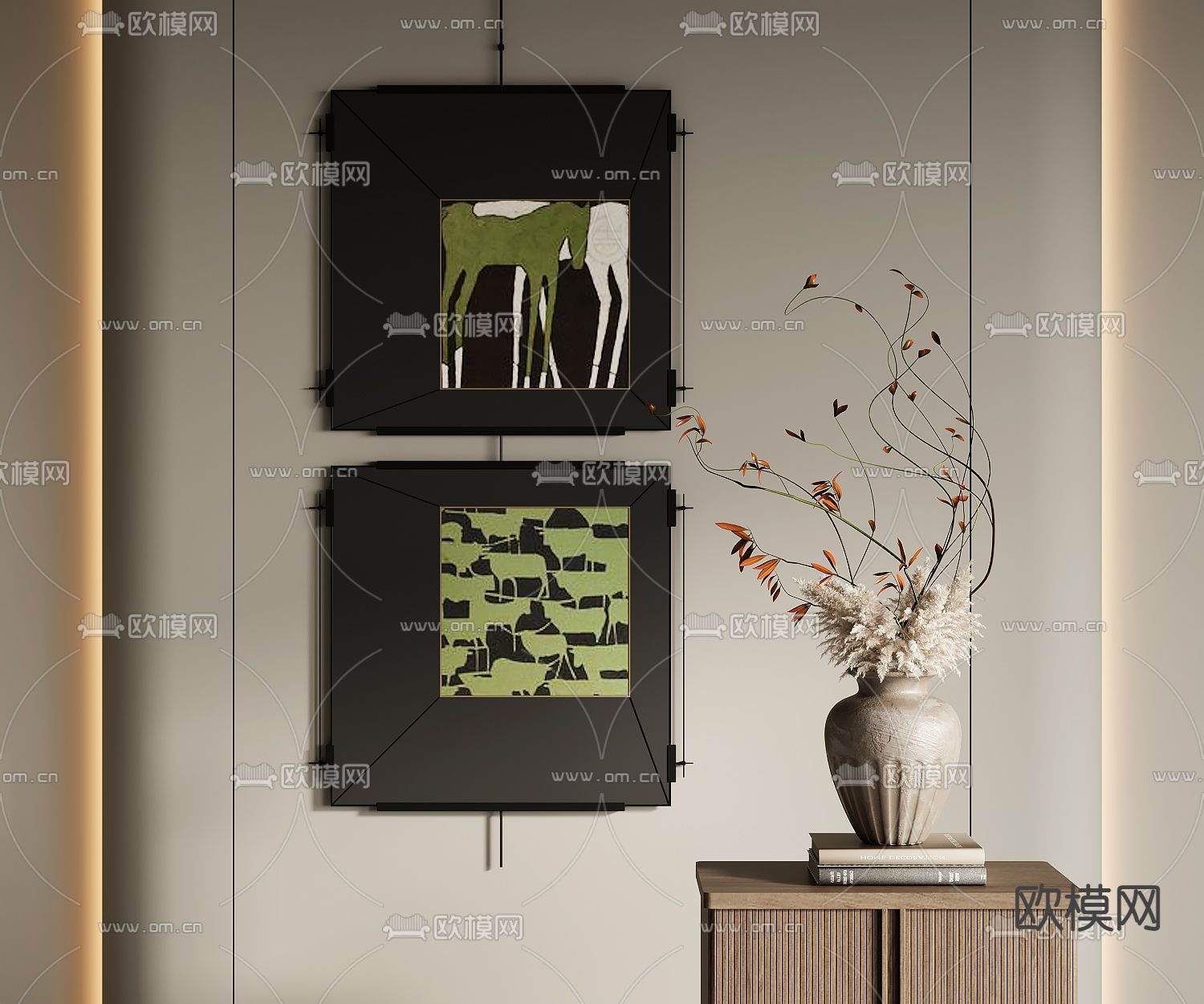 侘寂风装饰画 挂画su模型