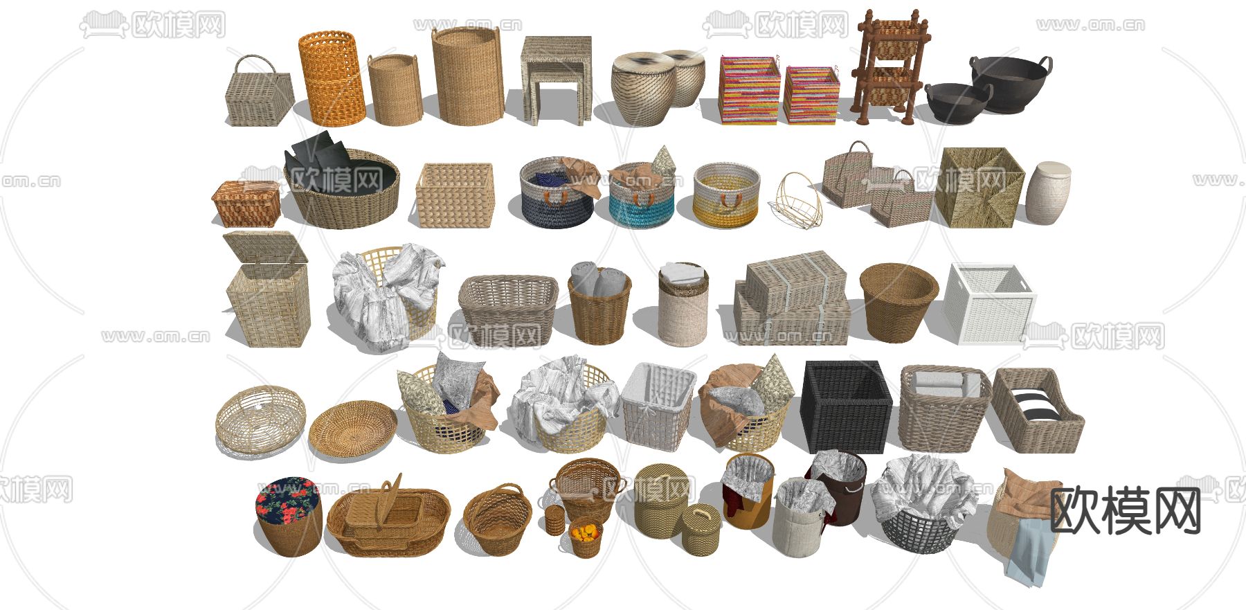 编织篓 编织收纳筐su模型下载（渲染图1）
