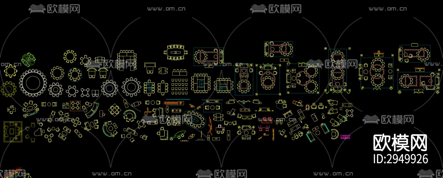 酒店沙发cad图库下载