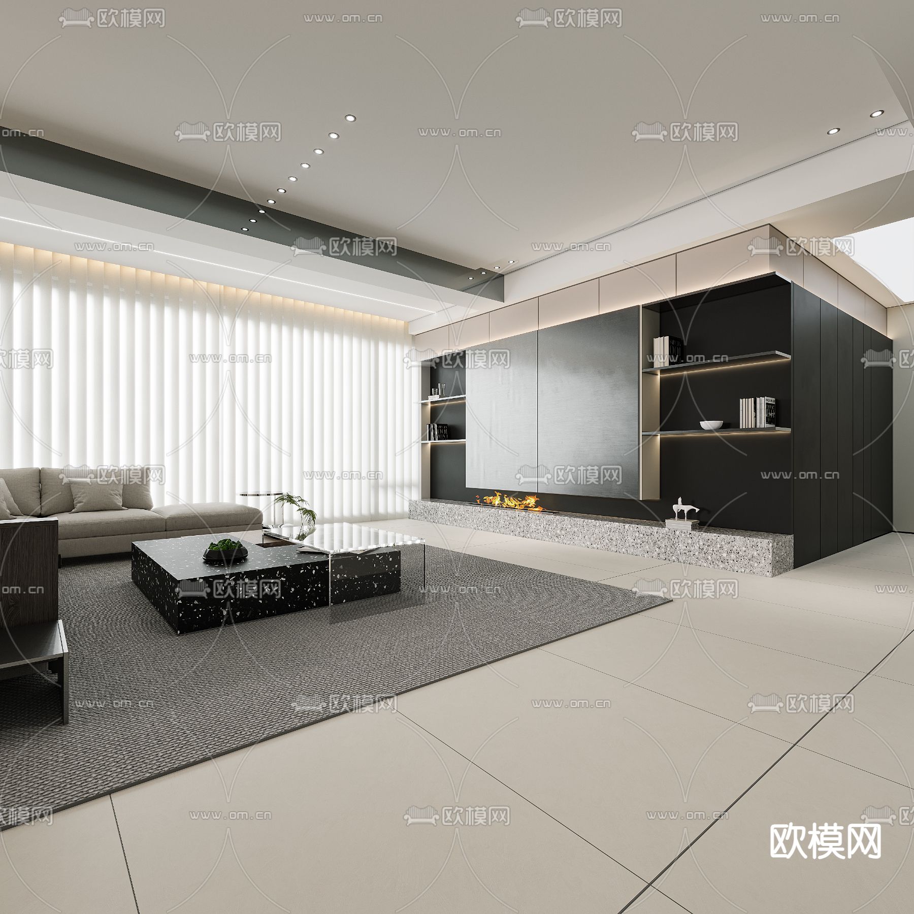 道亨效果图设计丨现代客餐厅免费3d模型下载_ID14364433_3dmax免费模型-欧模网
