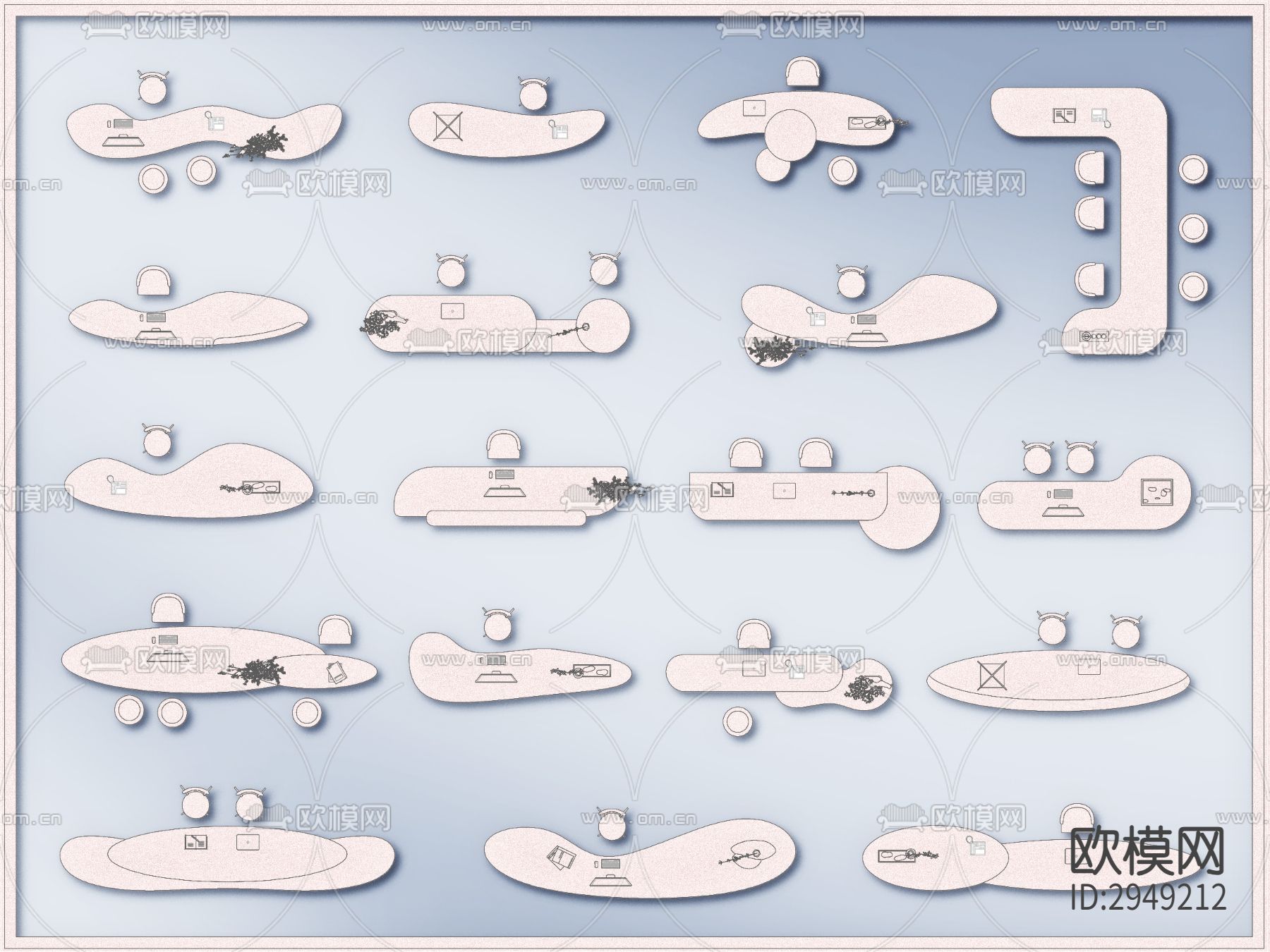 前台服务台分诊台吧台cad图库下载（渲染图1）