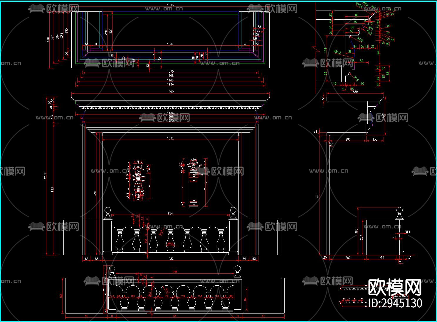 壁炉节点大样图下载（渲染图5）