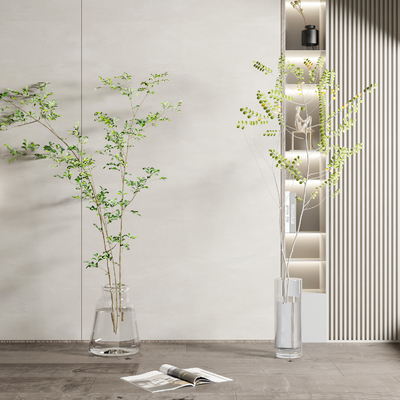  水生植物 绿植花瓶su模型 