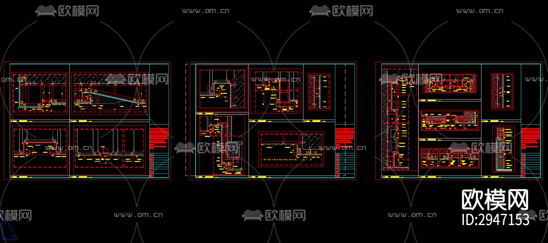 墙面石材造型CAD施工图下载（渲染图5）