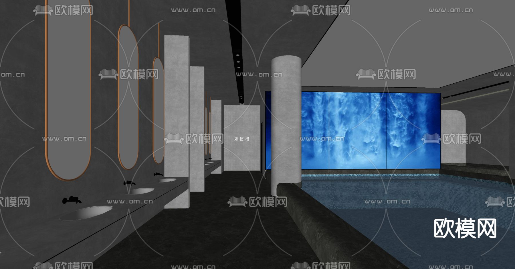 现代洗浴中心su模型下载（渲染图3）