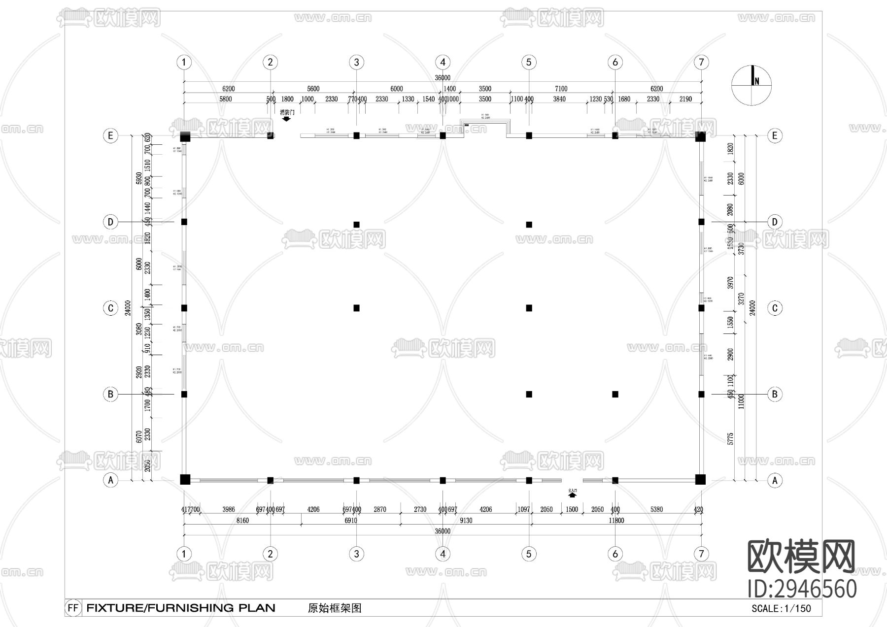 办公空间CAD施工图下载（渲染图3）