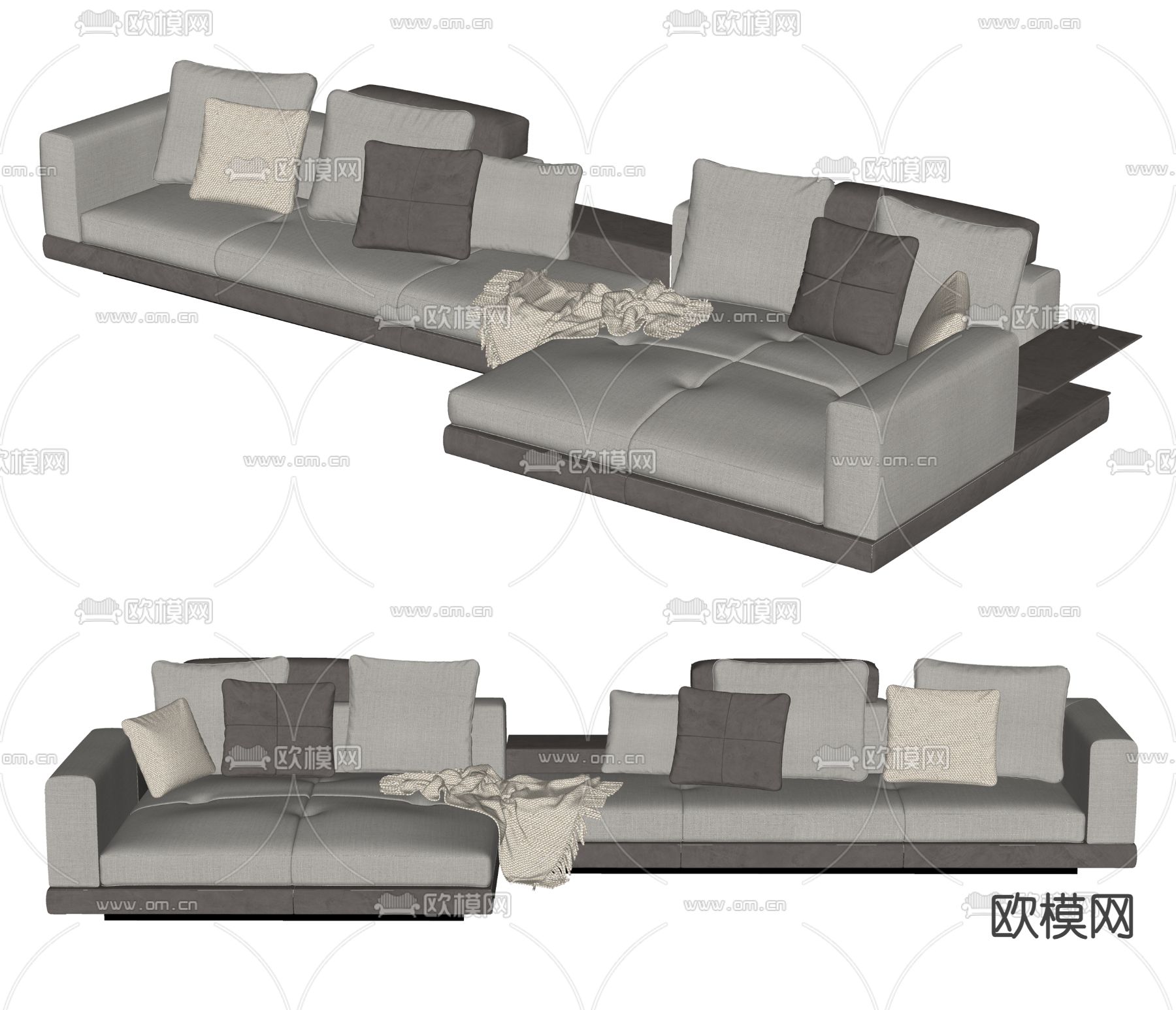 多人沙发 转角沙发su模型下载（渲染图1）