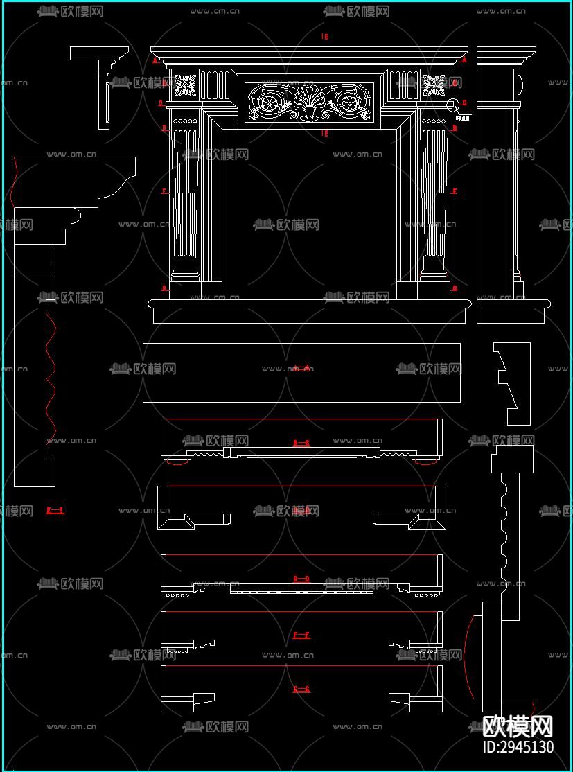 壁炉节点大样图下载（渲染图7）
