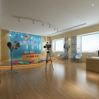  直播室 演播室su模型 