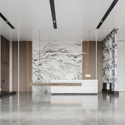  现代公司大堂su模型 