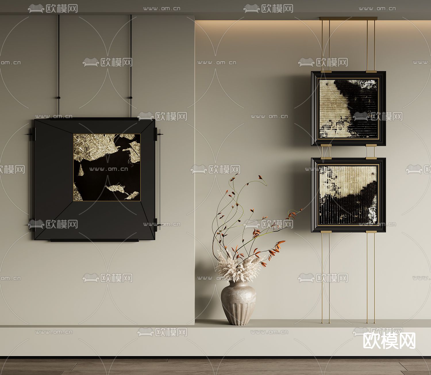 侘寂风装饰画 挂画su模型下载（渲染图2）