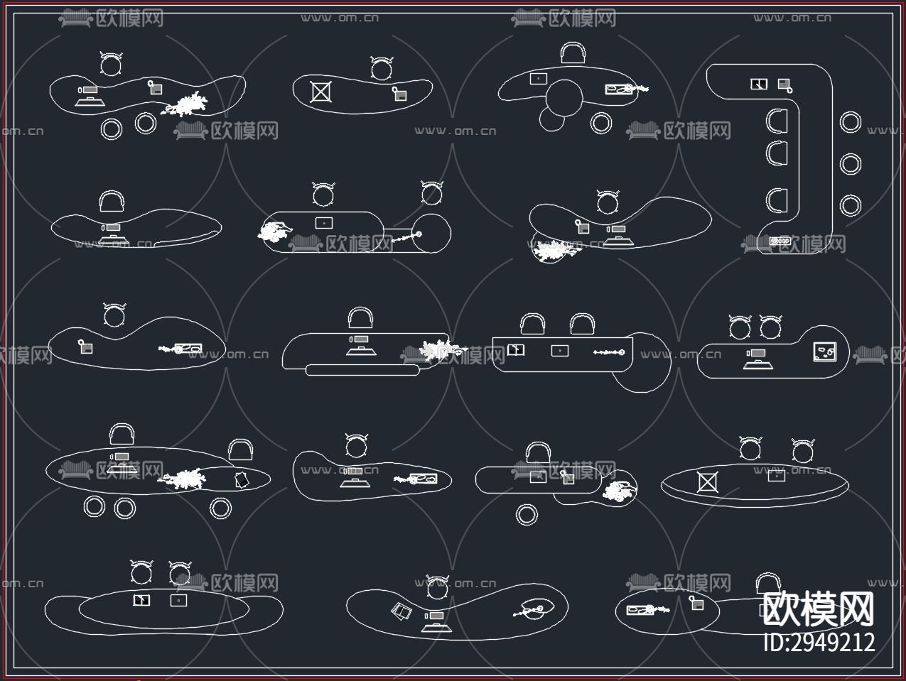 前台服务台分诊台吧台cad图库下载（渲染图2）