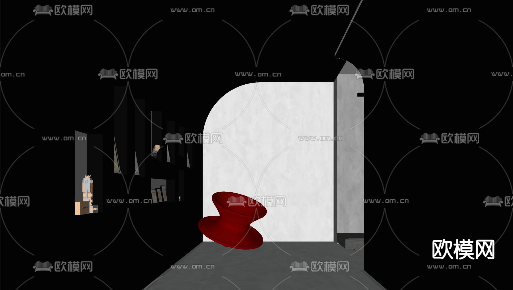暗黑风走廊过道 办公走道su模型下载（渲染图1）