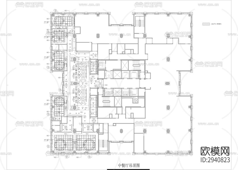 2000㎡奢华酒店 中餐厅cad施工图下载(渲染图2)