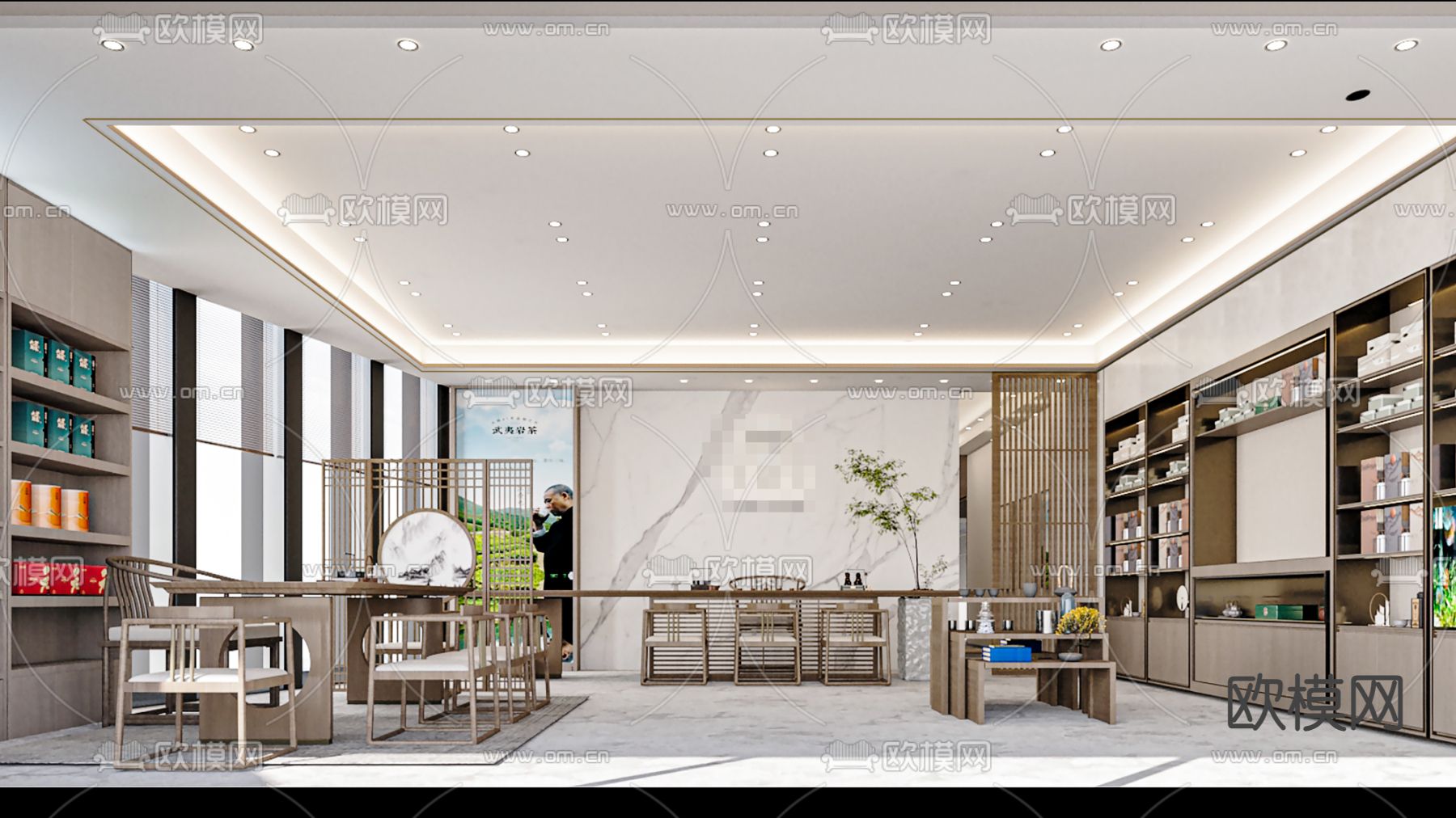 茶叶专卖店免费3d模型下载（渲染图1）
