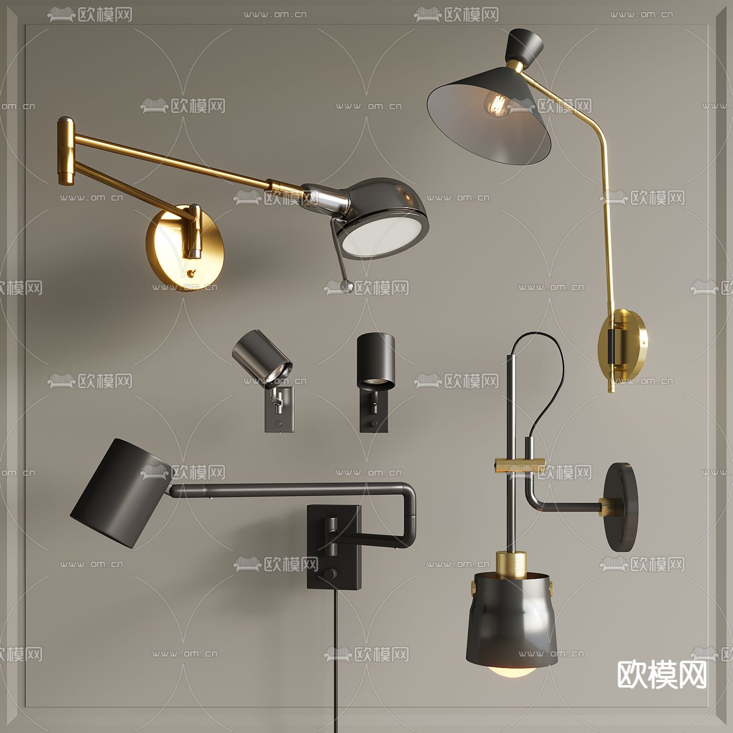 工业风壁灯 床头灯3d模型下载