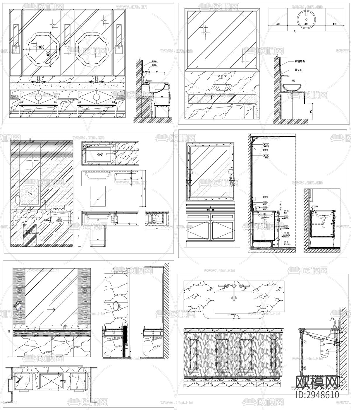 洗手池洗手台cad图库下载（渲染图8）