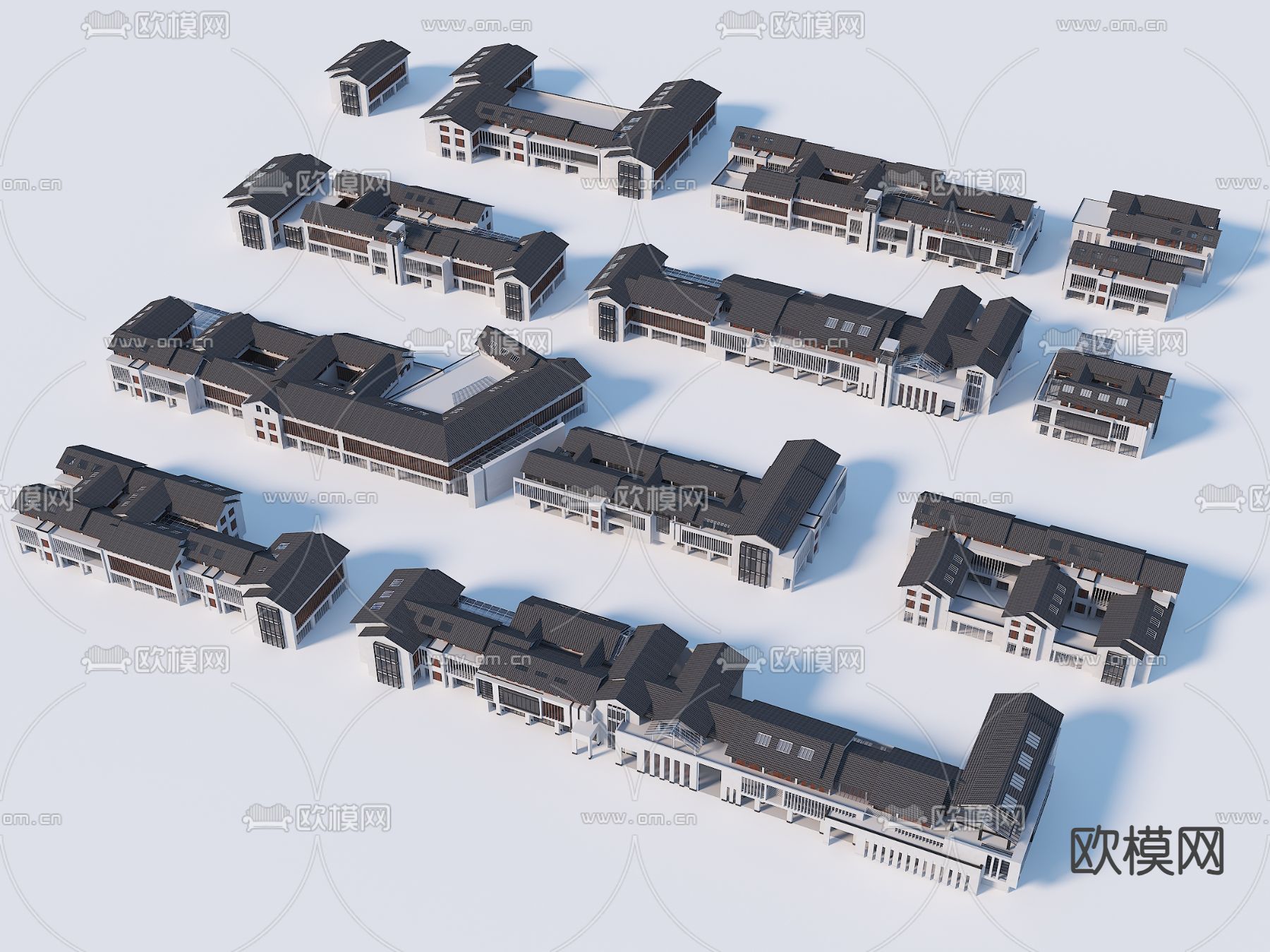 商业街建筑 公共建筑3d模型下载