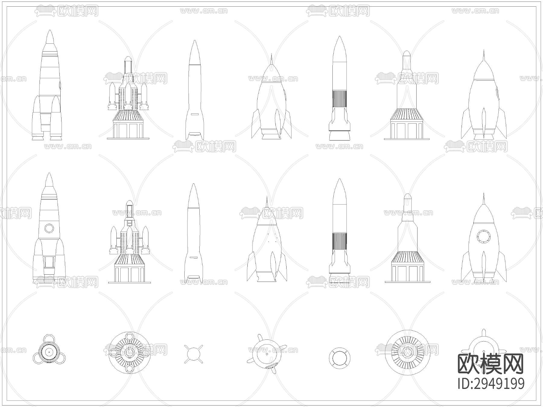 太空火箭儿童艺术品摆件cad图库下载（渲染图3）