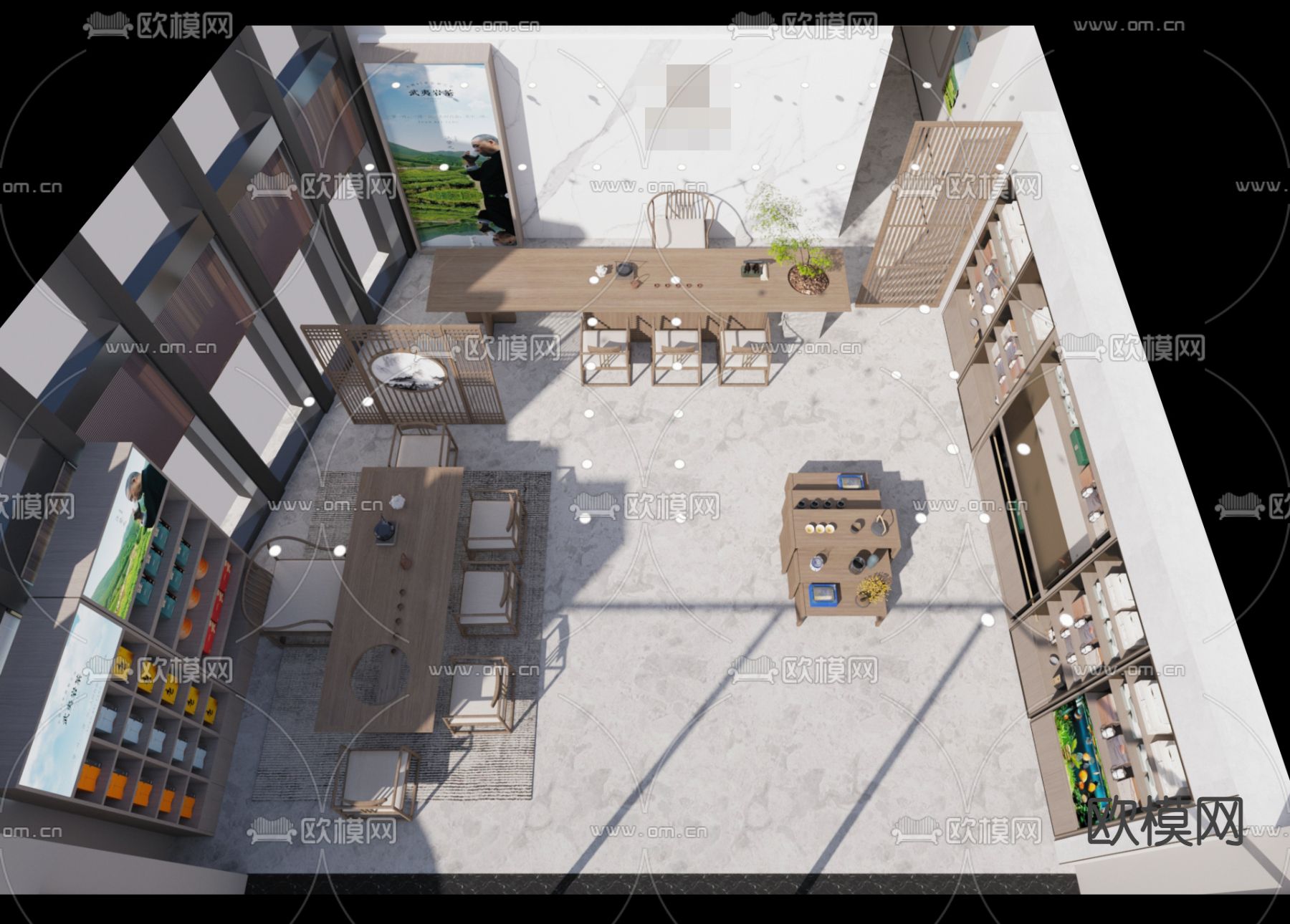 茶叶专卖店免费3d模型下载（渲染图3）