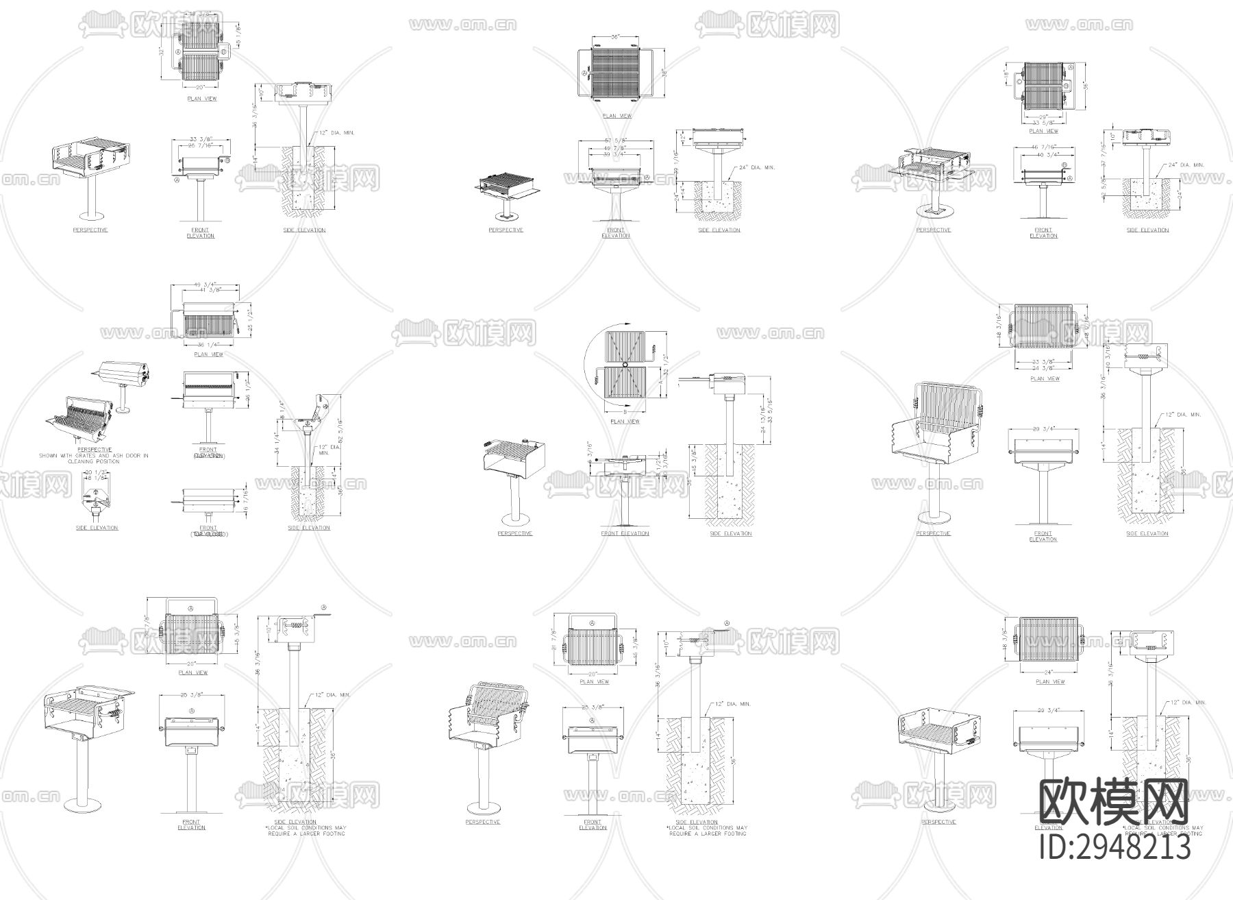 木炭烤架CAD图库下载（渲染图1）