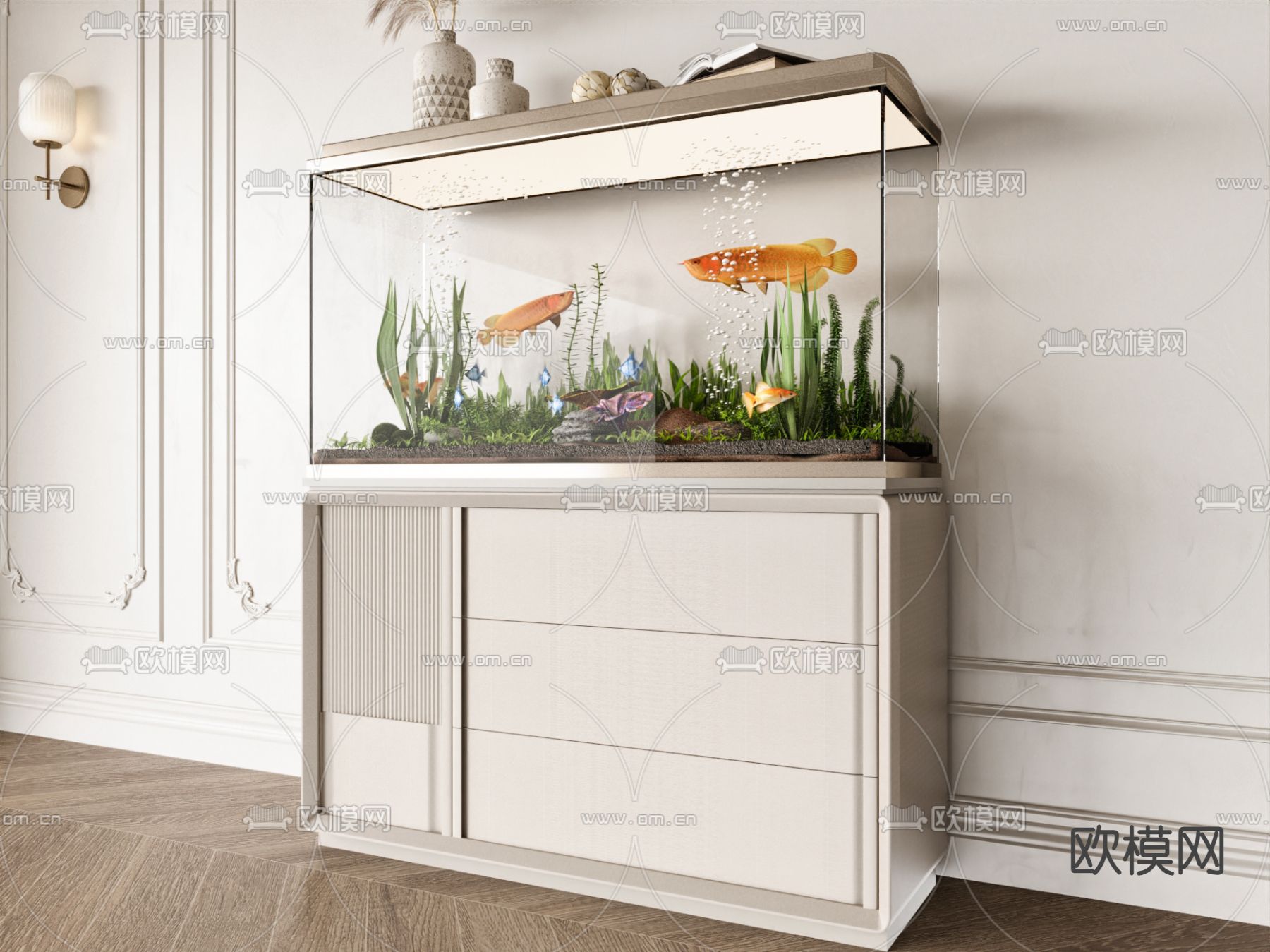 鱼缸水族su模型下载（渲染图2）