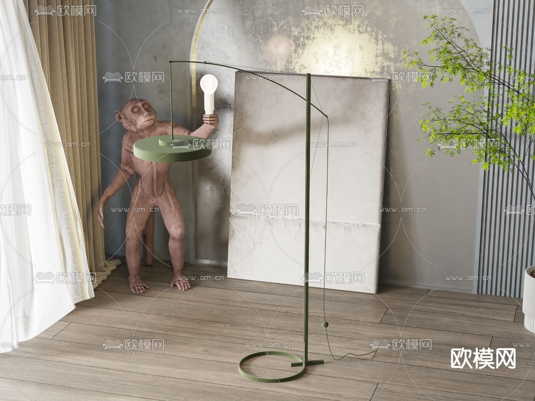 现代落地灯su模型下载（渲染图2）