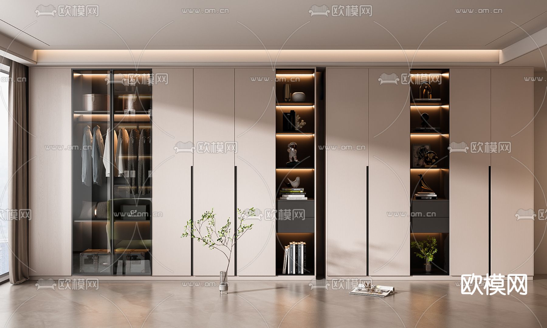 现代衣柜3d模型下载（渲染图1）