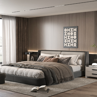  Minotti 现代双人床su模型 